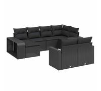 Qnhdfrt Set Divani da Giardino 10 pz in Rattan PE Nero con Cuscini | Salotto modulare da esterno per terrazzo e patio, dotato di piedini regolabili e mensole laterali di appoggio.