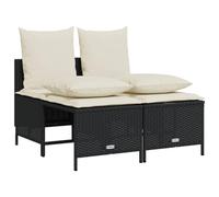 Qnhdfrt Set Divani da Giardino 4 Pezzi in Rattan PE Nero con Cuscini | Complemento elegante per terrazzo e patio, include due sedute ergonomiche e due pouf poggiapiedi multifunzione.