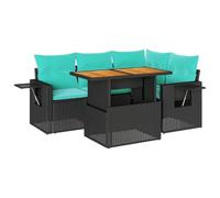 Qnhdfrt Set Divani da Giardino 5 pz in Polyrattan con Tavolo Regolabile | Ideale per terrazzo, giardino e patio. Include vano portaoggetti integrato e piano del tavolo ad altezza regolabile.