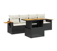 Qnhdfrt Set Divani da Giardino 5 pz in Polyrattan con Tavolo Regolabile | Salotto componibile da esterno per terrazzo e patio con piano regolabile in altezza e tavolino pieghevole laterale.