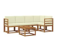 Qnhdfrt Set Divani da Giardino 6 Pezzi in Legno di Acacia con Cuscini | Salotto modulare composto da tavolo e sedute imbottite, ideale per arredare la terrazza, il cortile o la zona patio.