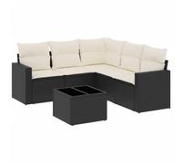 Qnhdfrt Set Divani da Giardino 6 Pezzi in Polyrattan con Cuscini Nero