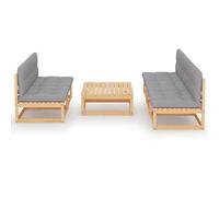 Qnhdfrt Set Divani da Giardino 6 pz con Cuscini in Legno di Pino