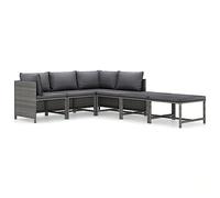Qnhdfrt Set Divani da Giardino 6 pz in Polyrattan con Cuscini Grigio | Salotto modulare per giardino e terrazzo con cuscini sfoderabili e poggiapiedi multifunzione usabile come tavolino.