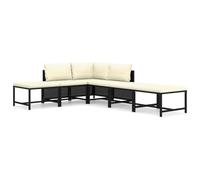 Qnhdfrt Set Divani da Giardino 6 pz in Polyrattan con Cuscini Nero | Salotto modulare da esterno per giardino e terrazzo con morbidi cuscini sfoderabili e poggiapiedi multifunzione.