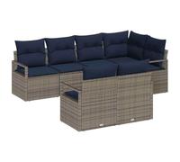 Qnhdfrt Set Divani da Giardino 7 Pezzi in Polyrattan Modulare Grigio | Salotto componibile a sette posti in fibra sintetica per terrazzo e patio con sedute confortevoli e struttura resistente.