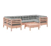 Qnhdfrt Set Divani da Giardino 7 pz in Legno di Abete con Cuscini | Salotto modulare per terrazzo e patio composto da elementi combinabili con imbottitura spessa per momenti di relax.