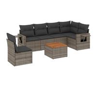 Qnhdfrt Set Divani da Giardino 7 Pz in Polyrattan con Cuscini Grigio