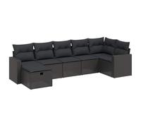 Qnhdfrt Set Divani da Giardino 7pz in Polyrattan Nero con Cuscini | Salotto modulare composto da sette pezzi con morbidi cuscini imbottiti, ideale per arredare il terrazzo o il patio.