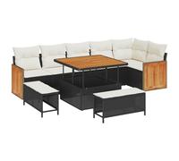 Qnhdfrt Set Divani da Giardino 9 Pezzi in Rattan e Acciaio con Cuscini | Salotto da esterno componibile con tavolo e pouf, ideale per arredare terrazze e giardini durante la bella stagione.