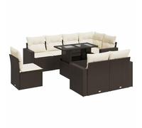 Qnhdfrt Set Divani da Giardino 9pz Tavolo Regolabile Cuscini Marrone | Arredo per giardino e terrazza con vani sotto le sedute e piano del tavolo regolabile in altezza per accogliere gli ospiti.