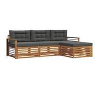 Qnhdfrt Set Divani da Giardino Componibile in Legno di Acacia, 4 Pezzi