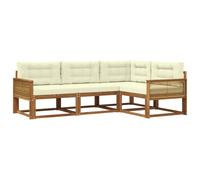 Qnhdfrt Set Divani da Giardino Componibile in Legno di Acacia 4 Pezzi
