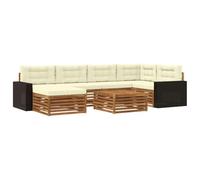 Qnhdfrt Set Divani da Giardino in Legno di Acacia, 7 Pezzi