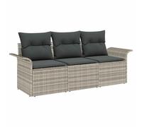 Qnhdfrt Set Divani da Giardino Modular 3 Pezzi in Polyrattan Grigio | Salotto componibile grigio per esterno, ideale per valorizzare terrazzi e cortili con moduli disposti a piacere.