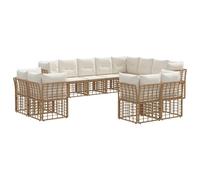 Qnhdfrt Set Divani da Giardino Modulare 12 Posti Esterno Polyrattan | Salotto componibile in polyrattan con cuscini per relax in giardino, patio o terrazzo. Ideale per accogliere gli ospiti.