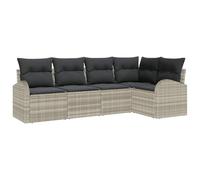 Qnhdfrt Set Divani da Giardino Modulare 5 Posti in Polyrattan Grigio
