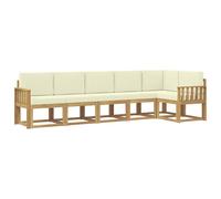 Qnhdfrt Set Divani da Giardino Modulare 6 Pezzi in Legno Acacia | Salotto componibile da esterno in legno per giardino e terrazza. Include morbidi cuscini crema e struttura a doghe.