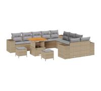 Qnhdfrt Set Divani da Giardino Modulari 13 Pezzi in Polyrattan con Tavolo