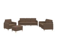 Qnhdfrt Set Divani da Salotto 4 Pezzi con Cuscini in Tessuto Marrone | Salotto completo con divano a 1, 2, 3 posti e poggiapiedi. Ideale per arredare il soggiorno con comfort e stile moderno.