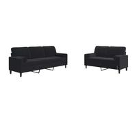 Qnhdfrt Set Divani Moderni 2 e 3 Posti in Velluto Nero da Salotto | Salotto di design con set da due e tre sedute imbottite, completo di quattro cuscini di supporto per il massimo comfort.