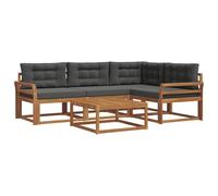 Qnhdfrt Set Divani Modulari da Esterno 5Pzi in Legno Acacia con Cuscini