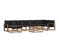 Qnhdfrt Set divano da esterno 22 pezzi in legno di acacia e textilene, divano modulare con cuscini per seduta e schienale per terrazza e giardino, naturale e nero