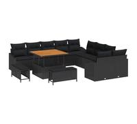 Qnhdfrt Set Divano da Giardino 13 Pezzi in Polyrattan Modulare Nero
