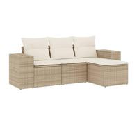 Qnhdfrt Set Divano da Giardino 4 Pezzi in Polyrattan Beige con Cuscini | Salotto modulare da esterno per terrazza e patio con moduli flessibili, piedini regolabili e cuscini sfoderabili.