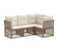 Qnhdfrt Set Divano da Giardino 4 Pezzi in Polyrattan Componibile Beige