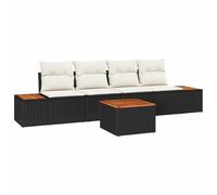 Qnhdfrt Set Divano da Giardino 5 Pezzi in Poly Rattan da Esterno Nero | Salotto modulare a 4 posti con cuscini e borsa di protezione per il relax su terrazzo, balcone o patio estivo.