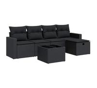 Qnhdfrt Set Divano da Giardino 6 pz in Rattan PE con Tavolino Nero | Salotto componibile da esterno per terrazzo e patio con vano interno sotto la seduta e cuscini sfoderabili.