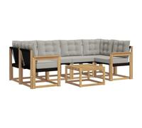 Qnhdfrt Set Divano da Giardino 7 Pezzi in Legno Acacia e Textilene | Salotto componibile per patio e terrazzo con cuscini sfoderabili e tavolino a doghe per drenaggio rapido.