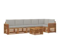 Qnhdfrt Set Divano da Giardino 7 Pezzi in Legno Massello con Cuscini | Salotto modulare in acacia per giardino, patio e piscina. Superficie a stecche per un rapido drenaggio dell'acqua.