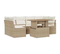 Qnhdfrt Set Divano da Giardino 7 Pezzi in Polyrattan con Cuscini Beige | Salotto da esterno componibile con contenitori integrati sotto le sedute, ideale per ottimizzare lo spazio in terrazza.