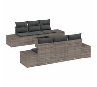 Qnhdfrt Set Divano da Giardino 7 Pezzi in Polyrattan Grigio per Terrazzo | Salotto modulare da esterno grigio composto da sette elementi con tavolo per rilassarsi in giardino, patio o terrazzo.