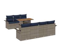 Qnhdfrt Set Divano da Giardino 8 Pezzi in Polyrattan Grigio e Blu Navy | Salotto da esterno con vano contenitore sotto le sedute per ottimizzare lo spazio in giardino, terrazza o patio.