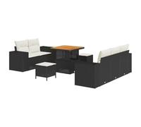 Qnhdfrt Set Divano da Giardino 8 Pezzi in Polyrattan Nero con Tavolo | Salotto modulare per terrazzo e giardino con piano regolabile e cuscini imbottiti per il massimo relax all'aperto.