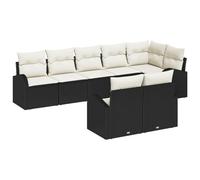Qnhdfrt Set Divano da Giardino 8 Pezzi in Polyrattan Nero e Bianco | Salotto modulare da esterno per terrazzo o patio con cuscini morbidi e borsa di custodia inclusa per il massimo comfort.