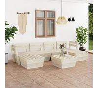 Qnhdfrt Set divano da giardino in pallet, 7 pezzi, in legno di abete impregnato, per esterni, con elemento angolare e pouf, per terrazza, giardino, balcone
