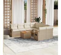 Qnhdfrt Set divano da giardino in rattan PE beige, design modulare con cuscino, resistente ai raggi UV e facile da pulire, per terrazze, giardini e balconi