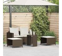 Qnhdfrt Set divano da giardino in rattan PE con cuscino, impilabile e modulare, marrone, 5 lg, set per giardino, terrazza e balcone