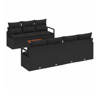 Qnhdfrt Set Divano da Giardino Modulare 8 Pezzi in Polyrattan Nero | Salotto componibile per patio e terrazzo con tavolo in legno di acacia e cuscini sfoderabili per sette posti.