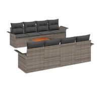 Qnhdfrt Set Divano da Giardino Modulare 9 Pz in Polyrattan Grigio | Salotto componibile 8 posti per patio e giardino con tavolino e cuscini imbottiti. Design moderno e resistente al sole.