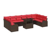 Qnhdfrt Set Divano da Giardino Modulare in Polyrattan con Cuscini 11 Pezzi | Salotto componibile da esterno per terrazza e giardino, con telaio in acciaio e dodici comodi cuscini.