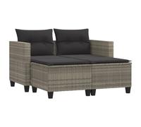 Qnhdfrt Set Divano Giardino 2 Posti in Polyrattan con 2 Sgabelli Grigio