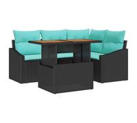 Qnhdfrt Set Divano Giardino Modulare 5 Pz Salotto Esterno Polyrattan Nero