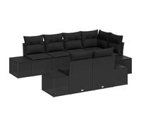 Qnhdfrt Set Divano Giardino Modulare 7 Pezzi Polyrattan con Vano Nero | Salotto componibile per esterno e terrazza, dotato di cuscini ergonomici e borsa protettiva per l'inverno.