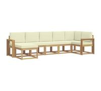 Qnhdfrt Set Divano Sezionale da Esterno 7 Pezzi in Legno Acacia | Salotto modulare con struttura a doghe fisse e cuscini imbottiti, ideale per godersi attimi di relax in piscina o terrazza.