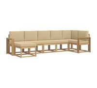 Qnhdfrt Set Divano Sezionale da Esterno 7 Pezzi in Legno di Acacia | Salotto modulare a doghe con cuscini imbottiti, ideato per vivere al meglio il vostro giardino, patio o bordo piscina.
